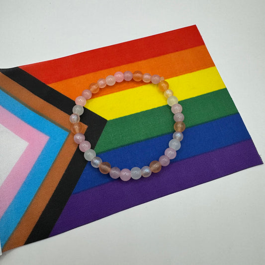 Lesbian Gemstone Beaded Bracelet| PRIDE Month Awareness| Love is Love| LGBTQIA+ Proud