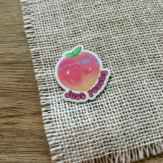 Just Peachy Waterproof Sticker Perfect for Water bottles, laptop, car, kindle and more!