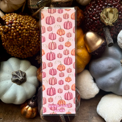 Pink pastel pumpkin fall laminated bookmark with or without tassel available