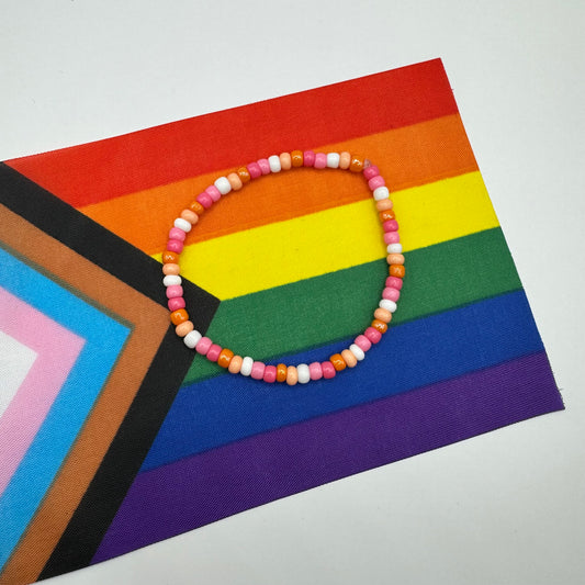 Lesbian Flag Beaded Bracelet| PRIDE Month Awareness| LGBTQIA+ Proud