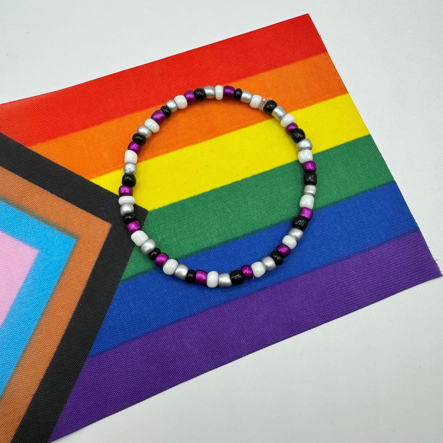 Asexual Demisexual PRIDE Stretchy Bracelet| LGBTQIA+ Month| Beaded summer trend| ONLY 1 AVAILABLE