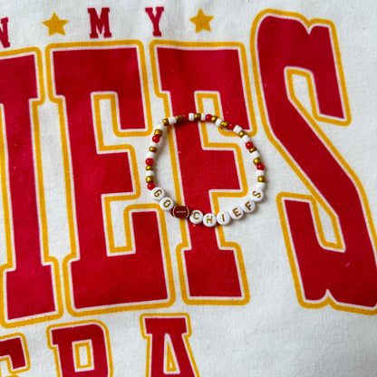Go Chiefs Travis Kelce Taylor Swift Fans all ages sturdy stretchy beaded bracelet
