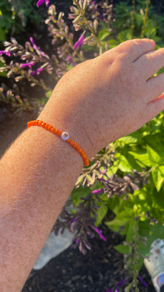Orange heart bracelet