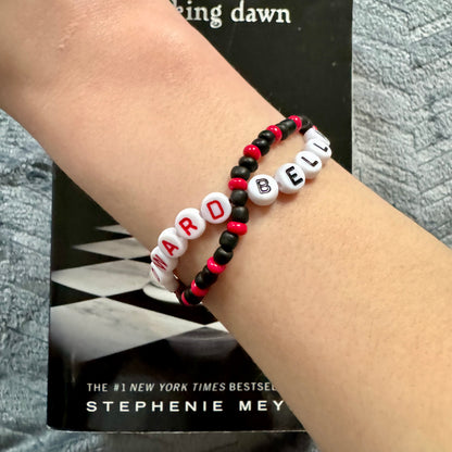 Edward & Bella Infinity Duo Bracelet| Twilight Fans unite| sturdy beaded bracelet| red & black| perfect for him/her