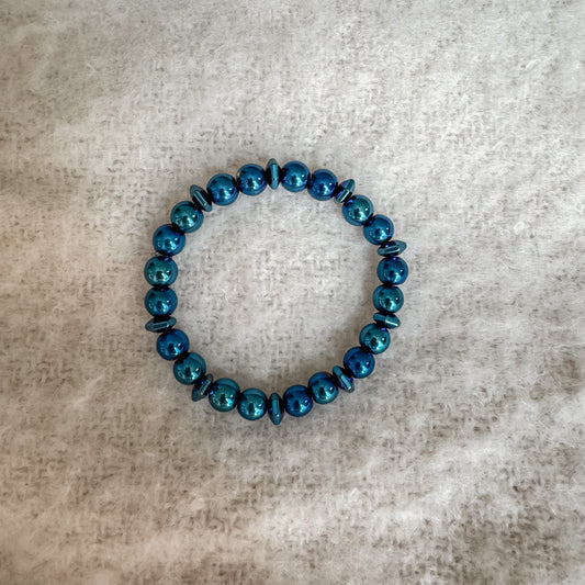 Blue Iridescent Gemstone Handmade Sturdy Bracelet
